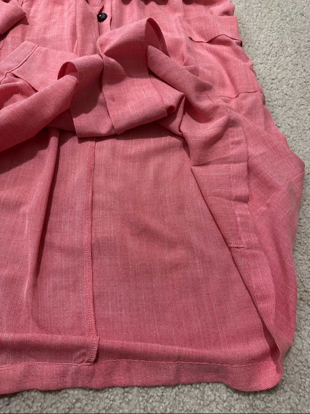 MELLODAY Pink Red Chambray Button-Front Cutout Back Midi Dress with Tie Waist - Picture 9 of 12